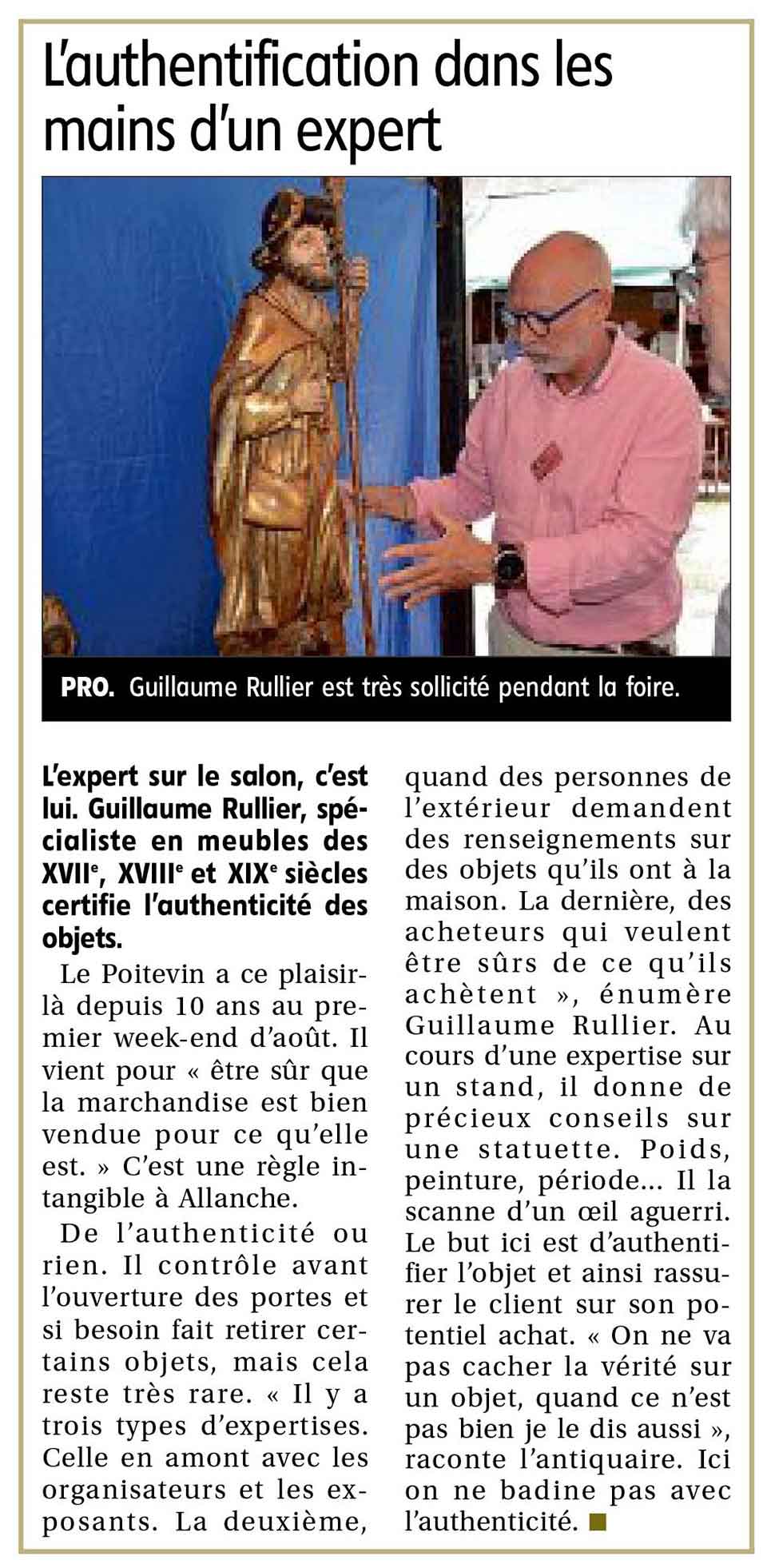 protocol antiquités brocante Allanche journal La Montagne 6 août 2022